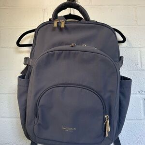 Isaac Mizrahi Charcoal Backpack with Gold Accents